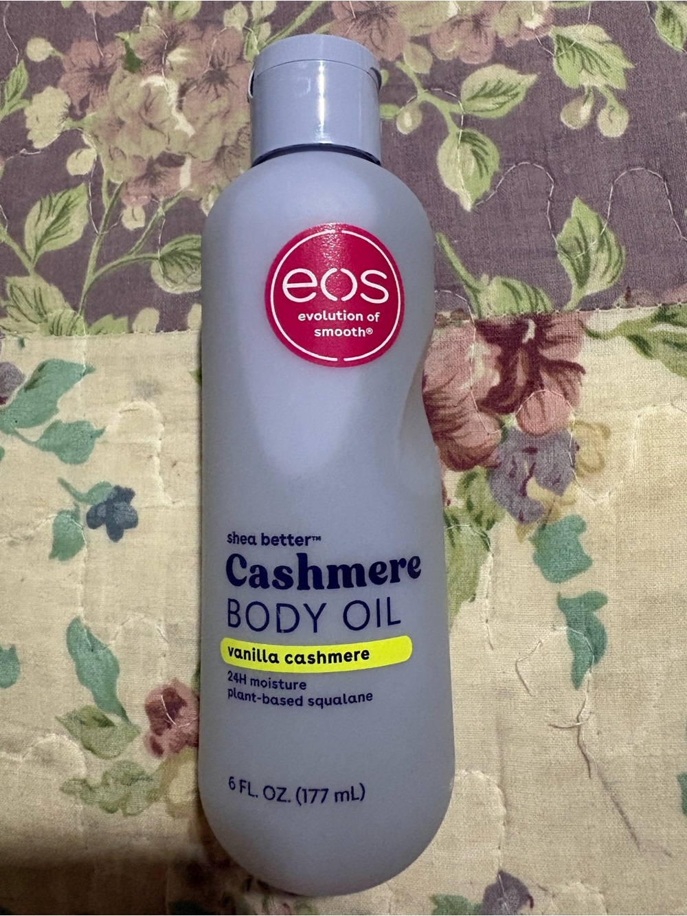 eos Cashmere Body Oil in light lavender
